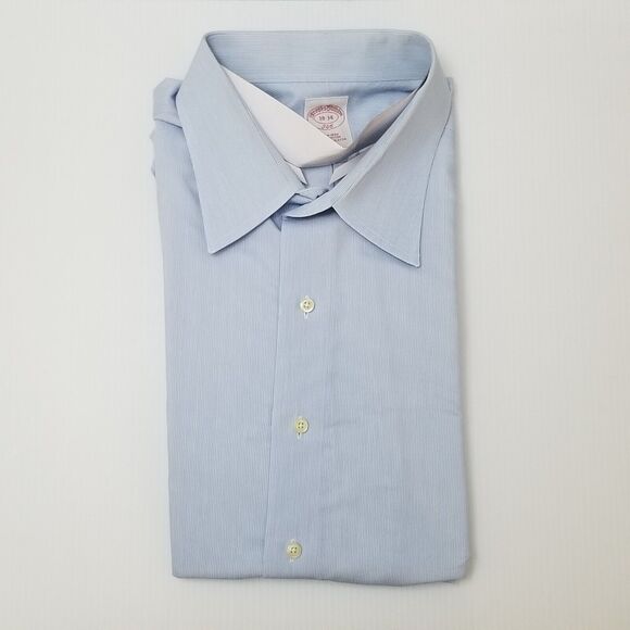 VTG Rare Brooks Brothers Blue All Cotton Non-Iron Button Down Collar Shirt 18-34 - Picture 1 of 5